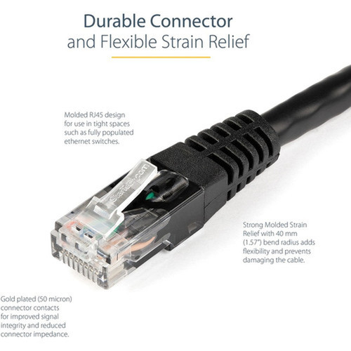 StarTechcom 10ft CAT6 Ethernet Cable - Black Molded Gigabit - 100W PoE UTP 650MHz - Category 6 Patch Cord UL Certified WiringTIA -  C6PATCH10BK
