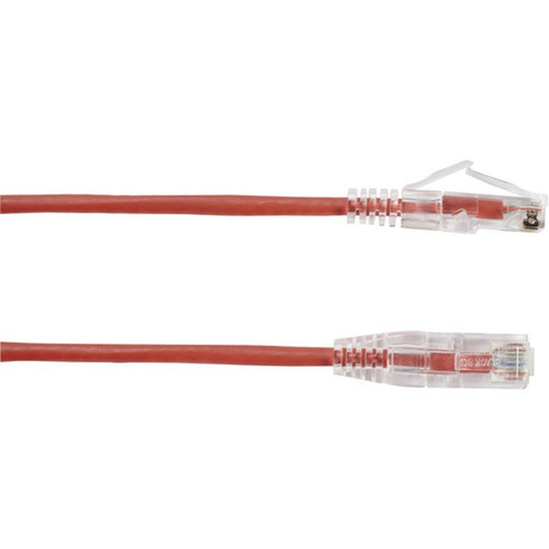 Black Box Slim-Net Cat6a UTP Patch Network Cable - 10 ft Category 6a Network Cable for Patch Panel Wallplate Network Device - First C6APC28-RD-10
