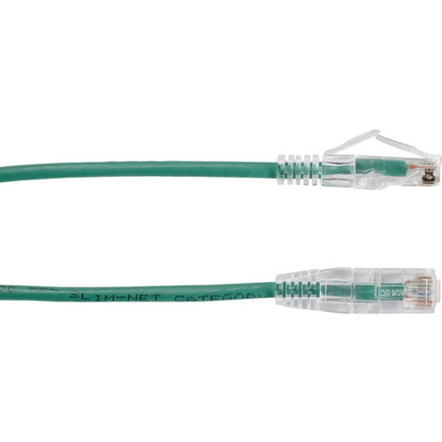 Black Box Slim-Net Cat6a UTP Patch Network Cable - 20 ft Category 6a Network Cable for Patch Panel Wallplate Network Device - First C6APC28-GN-20