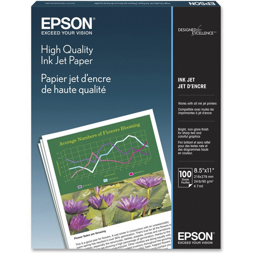 Epson Inkjet Print Inkjet Paper - Letter - 8 1/2" x 11" - 24 lb Basis Weight - Matte - 100 / Pack - White (Fleet Network)