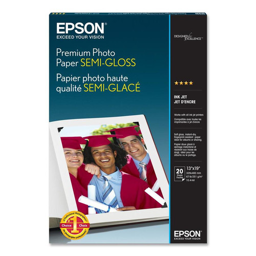 Epson Premium Photo Paper - Super B - 13" x 19" - 68 lb Basis Weight - Semi-gloss - 1 Each - White, Blue (Fleet Network)