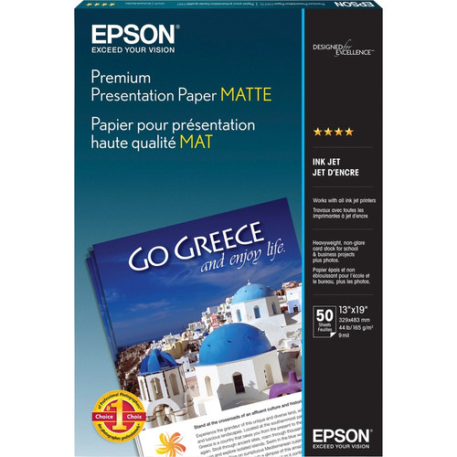 Epson Presentation Paper - Super B - 13" x 19" - 44 lb Basis Weight - Matte - 50 / Pack - White (Fleet Network)