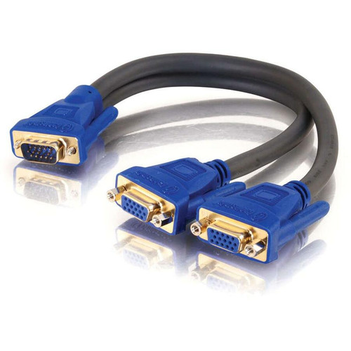 C2G VGA/SVGA Monitor Y-Splitter Cable - HD-15 Male - HD-15 Female - 30.48cm - Charcoal (Fleet Network)