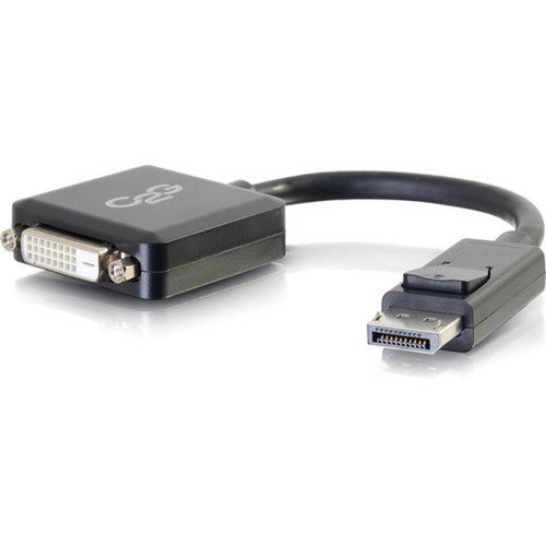 C2G 8in DisplayPort Male to Single Link DVI-D Female Adapter Converter - Black - 8 DisplayPortDVI-D Video Cable for Notebook Video 54321