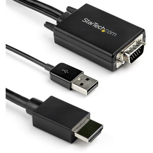 StarTech.com 10ft VGA to HDMI Converter Cable with USB Audio Support - 1080p Analog to Digital Video Adapter Cable - Male VGA to Male (Fleet Network)