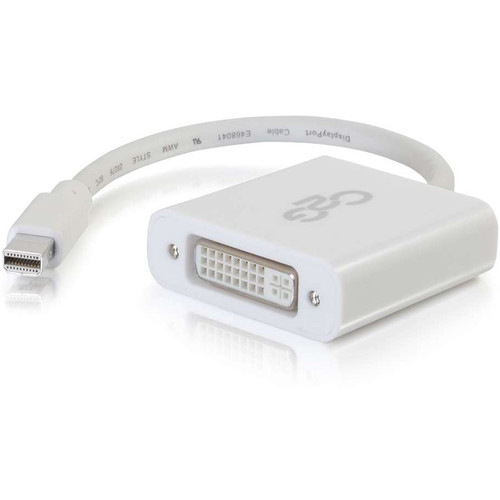 C2G Mini DisplayPort to DVI Adapter - Mini DP to DVI-D Active Converter - White - 8" DVI-D/Mini DisplayPort Video Cable for Video HDTV (Fleet Network)