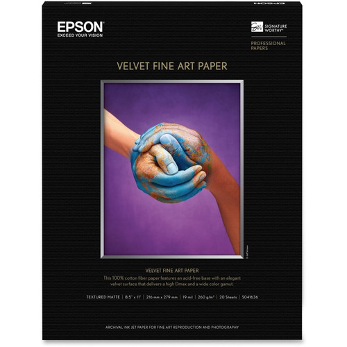Epson Fine Art Paper - Letter - 8 1/2" x 11" - Velvet - 94 Brightness - 1 Each - White (Fleet Network)