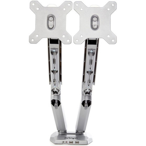 StarTechcom Desk Mount Dual Monitor Arm with USB  35mm Audio - Desk Clamp Ergonomic VESA Mount for up to 32 inch Displays - Full - ARMSLIMDUOS