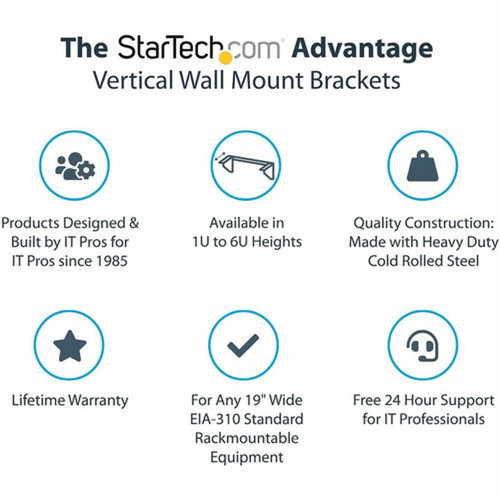 StarTechcom 5U Vertical Wall Mount Rack 19 Wall Mounting Bracket Open Low Profile NetworkServer RoomDataAVITPatch - 5U Open - RK519WALLV