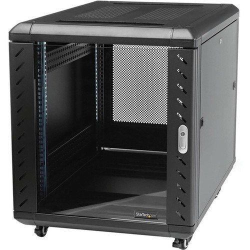 StarTechcom 15U 19 Server Rack Cabinet - 4 Post Adjustable Depth 6-32 Locking Knock Down Enclosure - Mobile wGlass Door  - 15U RK1536BKF
