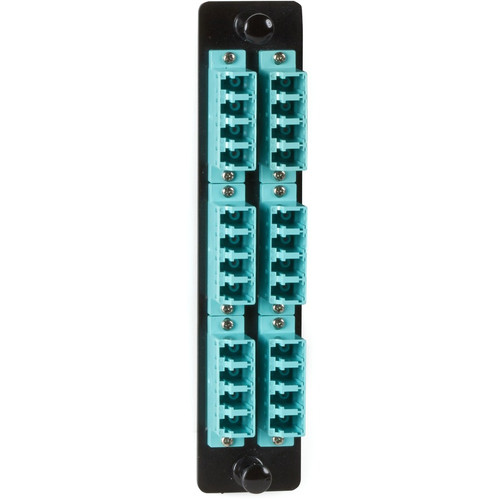 Black Box High-Density Adapter Panel, Ceramic Sleeves, (12) LC Duplex Pairs, Aqua - 12 Port(s) - 12 x Duplex - Aqua (Fleet Network)