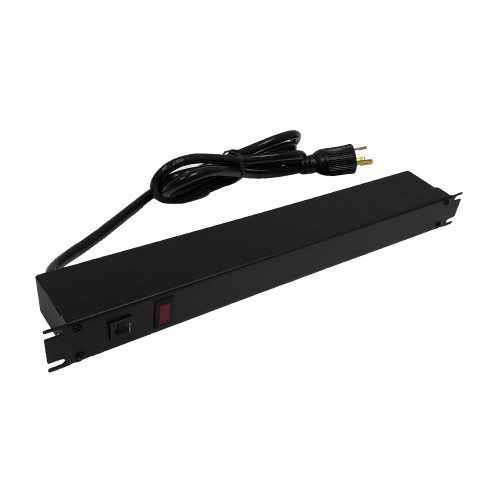 Hammond 19 Inch 8 Outlet Horizontal Rack Mount Power Strip With Cord L5-20P Plug And Rear 5-20R Receptacles Black FN-1589T8C1BKRR