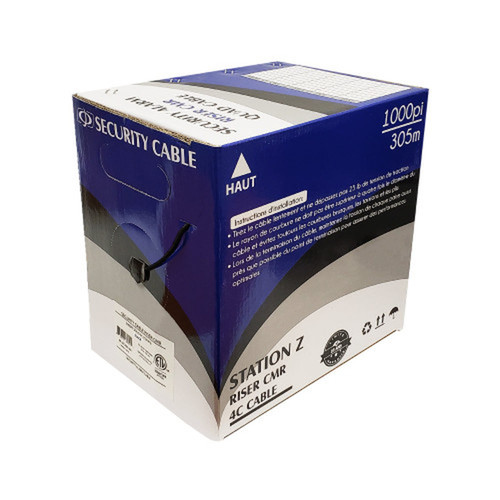 1000ft Station Z Quad Security Cable - 4C 22AWG Solid Cable CMR Riser - White