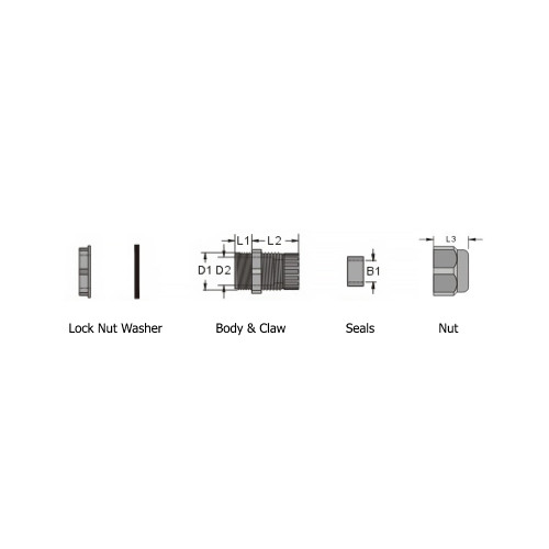 IP68 Black Cable Gland With Thread For OD 20 To 28 Mm FN-CG-M40-S