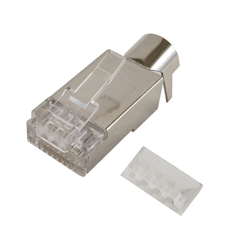 RJ45 Cat7 Shielded Plug with Lacing Bar Insert and External Strain Relief (Solid or Stranded) (8P 8C) - 50 pack