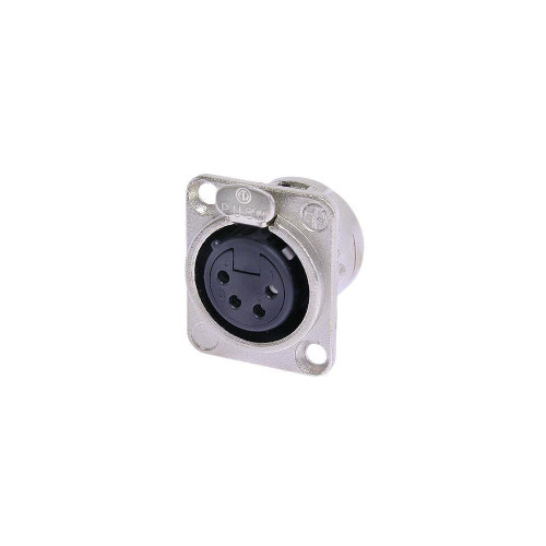 Neutrik DMX 4 Pin Female To Solder D-Cut Receptacle For Lighting And Signal Wiring FN-NT-NC4FD-L-1