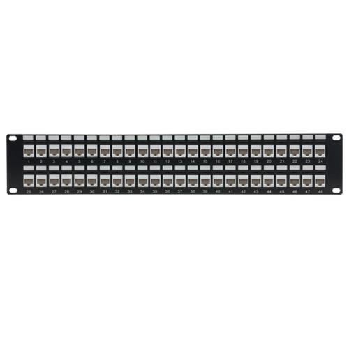48-Port Cat6a Patch Panel 19 Rackmount 2U - Pass-Through