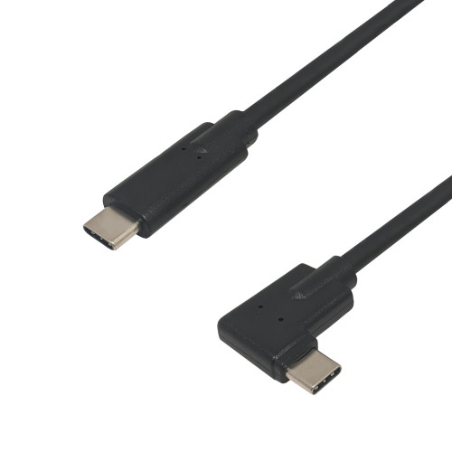 USB 3.1 Type-C Straight Male to Type-C Right/Left Angle Male Cable - Black