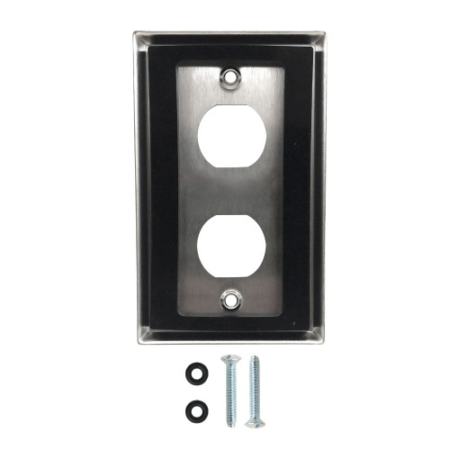 Single Gang Stainless Steel Wall Plate With Two Ethernet Bulkhead Holes IP44 Rated Protection Hole FN-WP-EBH2-SS