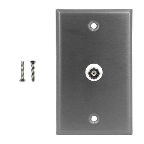 Single Gang Stainless Steel Wall Plate Kit With One BNC Connector 50 Ohm SS FN-WPK-SS-BNC1-50