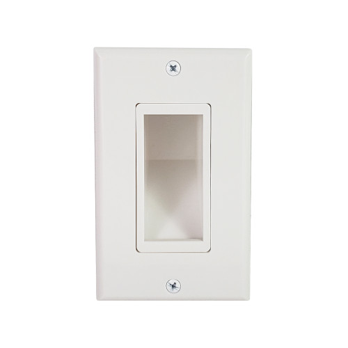 Cable Pass-Through Wall Plate with built-in Wall Clip - Single Gang - White