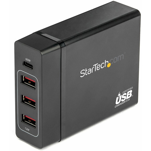 StarTech.com USB C Laptop Charger, 60W PD 3.0, 3x USB-A, Universal Compact USB Type-C Desktop Charger/Power Adapter, USB IF/ETL - 60W (Fleet Network)
