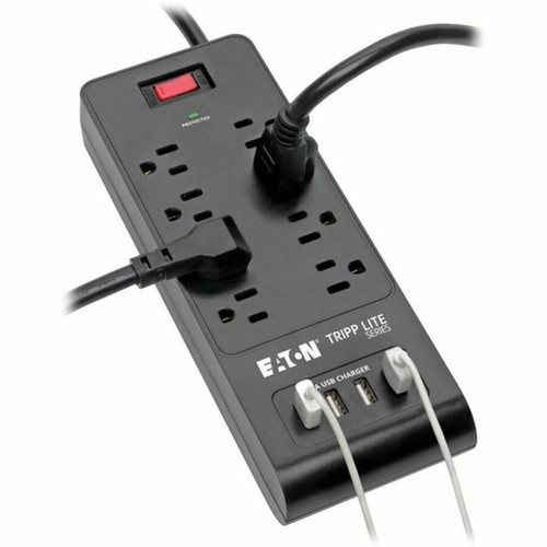 Tripp Lite Surge Protector Power Strip 8-Outlets 4 USB Ports 6ft Cord Black - 8 x NEMA 5-15R 4 x USB - 1875 VA - 1800 J - 120 V AC - TLP864USBB