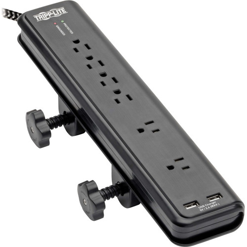 Tripp Lite Safe-IT TLP608DMUAM 6-Outlet Surge Suppressor/Protector - 6 x NEMA 5-15R, 2 x USB - 1.88 kVA - 2100 J - 120 V AC Input (Fleet Network)