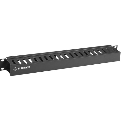 Black Box 1U 19" Horizontal Cable Manager, Finger Duct, Single-Sided, Black - Horizontal Cable Manager - Matte Black - 1U Rack Height (Fleet Network)