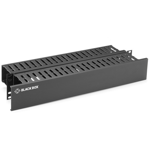 Black Box 2U Horizontal 19" IT Rackmount Cable Manager Double-Sided Black - Horizontal Cable Manager - Matte Black - 2U Rack Height - (Fleet Network)