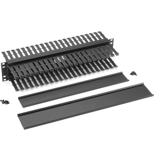 Black Box 2U Horizontal 19 IT Rackmount Cable Manager Double-Sided Black - Horizontal Cable Manager - Matte Black - 2U Rack Height - RMT107A