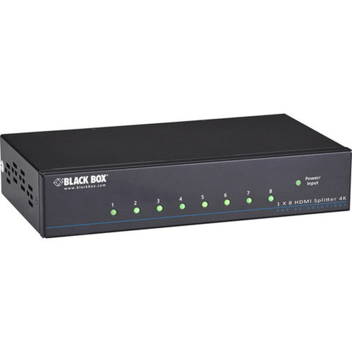 Black Box 4K HDMI Splitter - 1x8 - 3840  2160 - 1 x HDMI In - 8 x HDMI Out - TAA Compliant VSP-HDMI1X8-4K