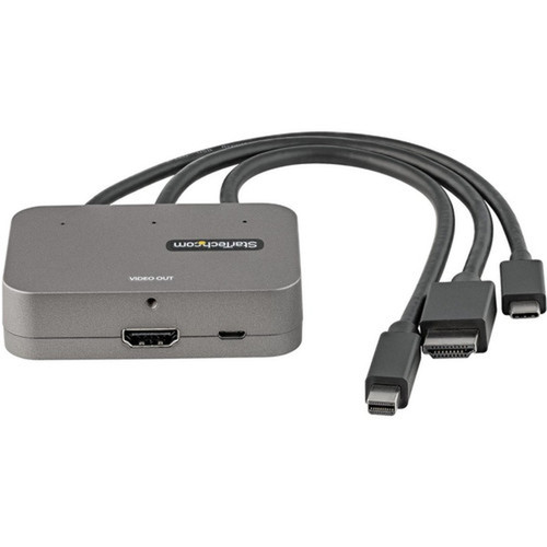 StarTechcom 3-in-1 Multiport to HDMI Adapter 4K 60Hz USB-C HDMI or Mini DP to HDMI Video Converter Conference Room Digital AV - to CDPHDMDP2HD