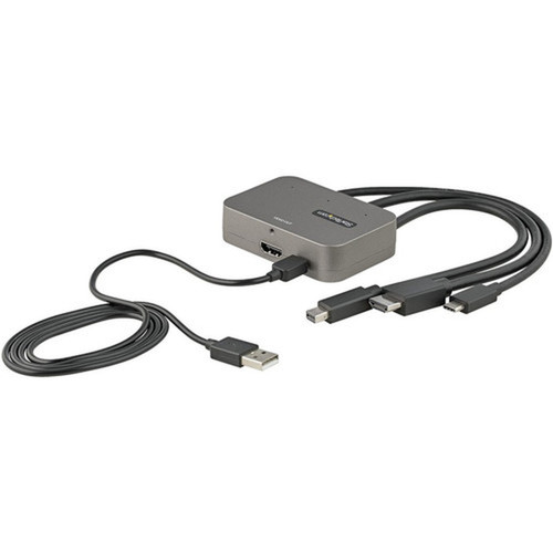 StarTechcom 3-in-1 Multiport to HDMI Adapter 4K 60Hz USB-C HDMI or Mini DP to HDMI Video Converter Conference Room Digital AV - to CDPHDMDP2HD