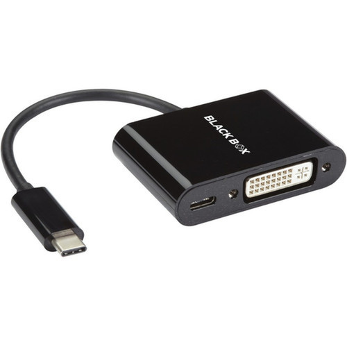 Black Box USB-C to DVI Adapter with 60W Power Delivery 4K60 HDR - 1 x USB Type C - Male - 1 x DVI Dual-Link Digital Video - 1 x C VA-USBC31-DVIC