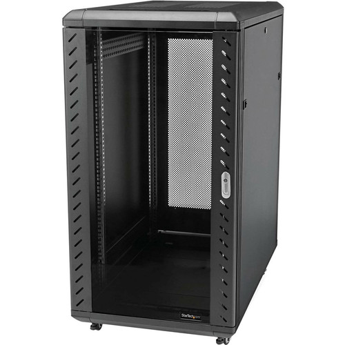 StarTech.com 18U 19" Server Rack Cabinet - 4 Post Adjustable Depth (6-32") Locking Knock Down Enclosure - Mobile w/Glass Door & - 18U (Fleet Network)