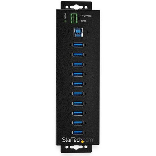 StarTechcom 10 Port USB Hub w Power Adapter - Metal Industrial USB 30 Data Hub - Din Rail Wall  Desk Mount USB 31 Gen 1 5Gbps - HB30A10AME