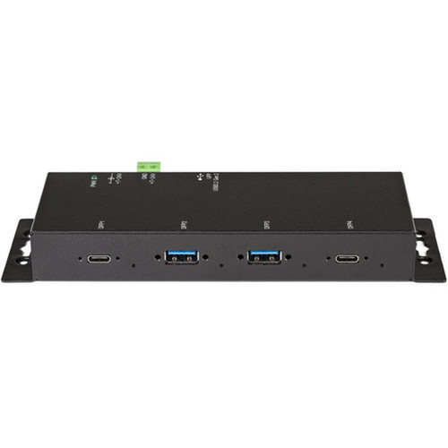 StarTechcom 4 Port USB C Hub 10Gbps Metal Industrial USB-C Hub 2x USB-C  2x USB-A ESD Surge Protection Self-Powered USB Type-C - HB31C2A2CME