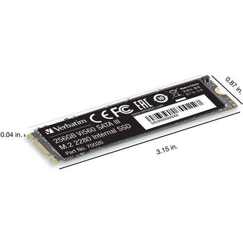 Verbatim Vi560 256 GB Solid State Drive - M2 2280 Internal - SATA SATA600 - Notebook Desktop PC Device Supported - 110 TB TBW - - 70026