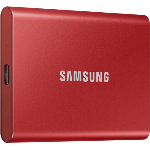 Samsung T7 MU-PC500R/AM 500 GB Portable Solid State Drive - External - PCI Express NVMe - Metallic Red - Gaming Console, Smartphone, - (Fleet Network)