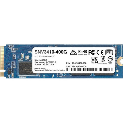 Synology SNV3000 SNV3410-400G 400 GB Solid State Drive - M.2 2280 Internal - PCI Express NVMe (PCI Express NVMe 3.0 x4) - 491 TB TBW - (Fleet Network)