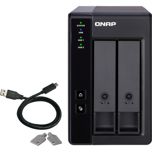 QNAP 2 Bay USB Type-C Direct Attached Storage with Hardware RAID - 2 x HDD Supported - 2 x SSD Supported - Serial ATA600 Controller - TR-002-US