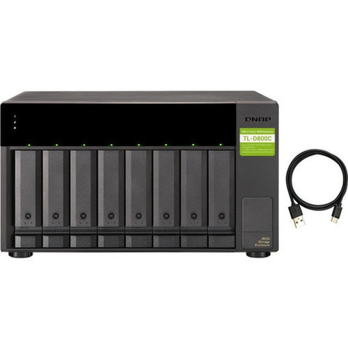 QNAP TL-D800C Drive Enclosure SATA600 - USB 32 Gen 2 Type C Host Interface Tower - 8 x HDD Supported - 8 x SSD Supported - 8 x Bay TL-D800C-US
