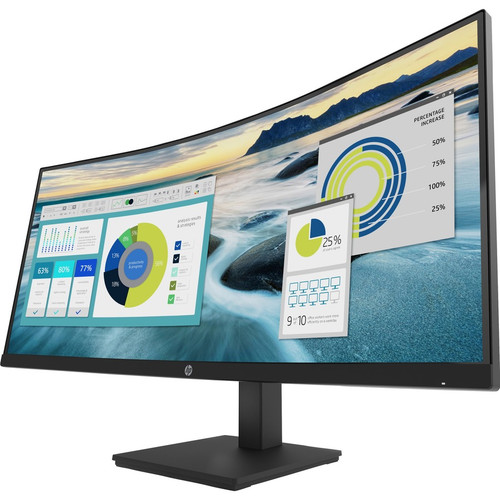 HP P34HC G4 34" WQHD Curved Screen Edge LED LCD Monitor - 21:9 - Black - 34" (863.60 mm) Class - Vertical Alignment (VA) - 3440 x 1440 (Fleet Network)