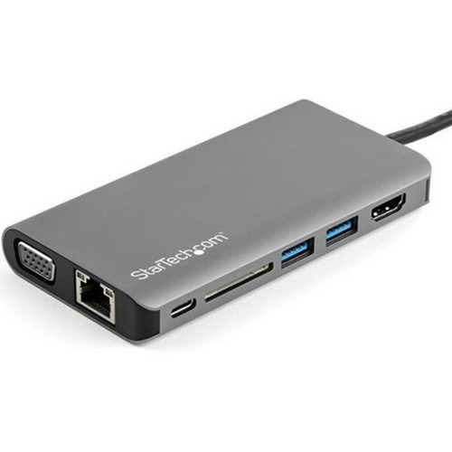 StarTechcom USB C Multiport Adapter - USB-C Mini Travel Dock w 4K HDMI or 1080p VGA - 100W PD 3x USB SD GbE Audio - - 8-in-1 w DKT30CHVAUSP
