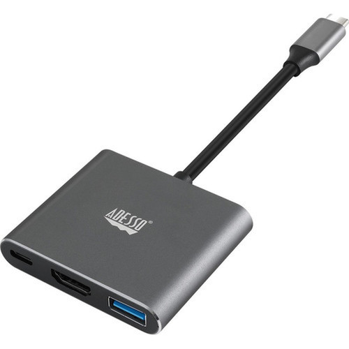 Adesso 3-IN-1 USB-C Multi-Port Docking Station TAA Compliant - for TVMonitorProjectorNotebookSmartphoneTablet - 60 W - USB Type AUH-4010
