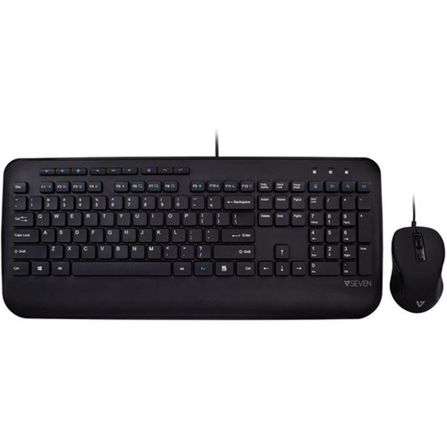 V7 Professional USB Multimedia Keyboard Combo - USB Membrane Cable English US - USB Cable Optical - 1600 dpi - 6 Button - QWERTY - CKU300US