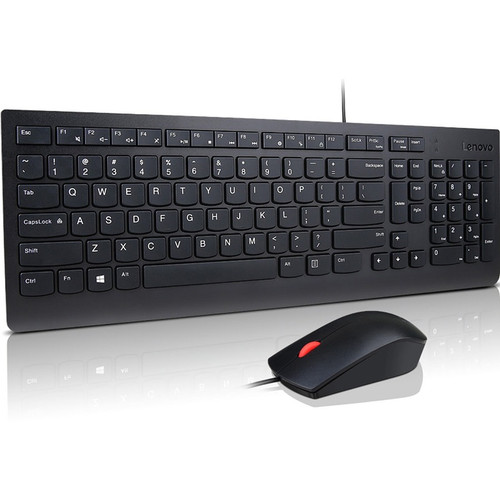 Lenovo Essential Wired Keyboard and Mouse Combo - US English - USB Membrane Cable English (US) - Black - USB Cable Optical - 1000 dpi (Fleet Network)