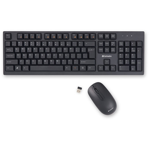 Verbatim Wireless Keyboard and Mouse - Wireless Wireless Mouse - Optical - 1000 dpi - 3 Button - Multimedia Hot Key(s) - Symmetrical - (Fleet Network)