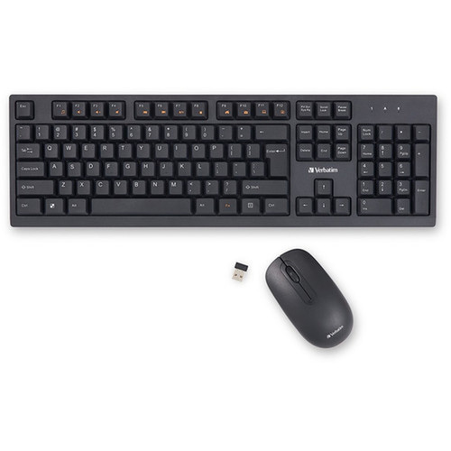 Verbatim Wireless Keyboard and Mouse - Wireless Wireless Mouse - Optical - 1000 dpi - 3 Button - Multimedia Hot Keys - Symmetrical - 70724